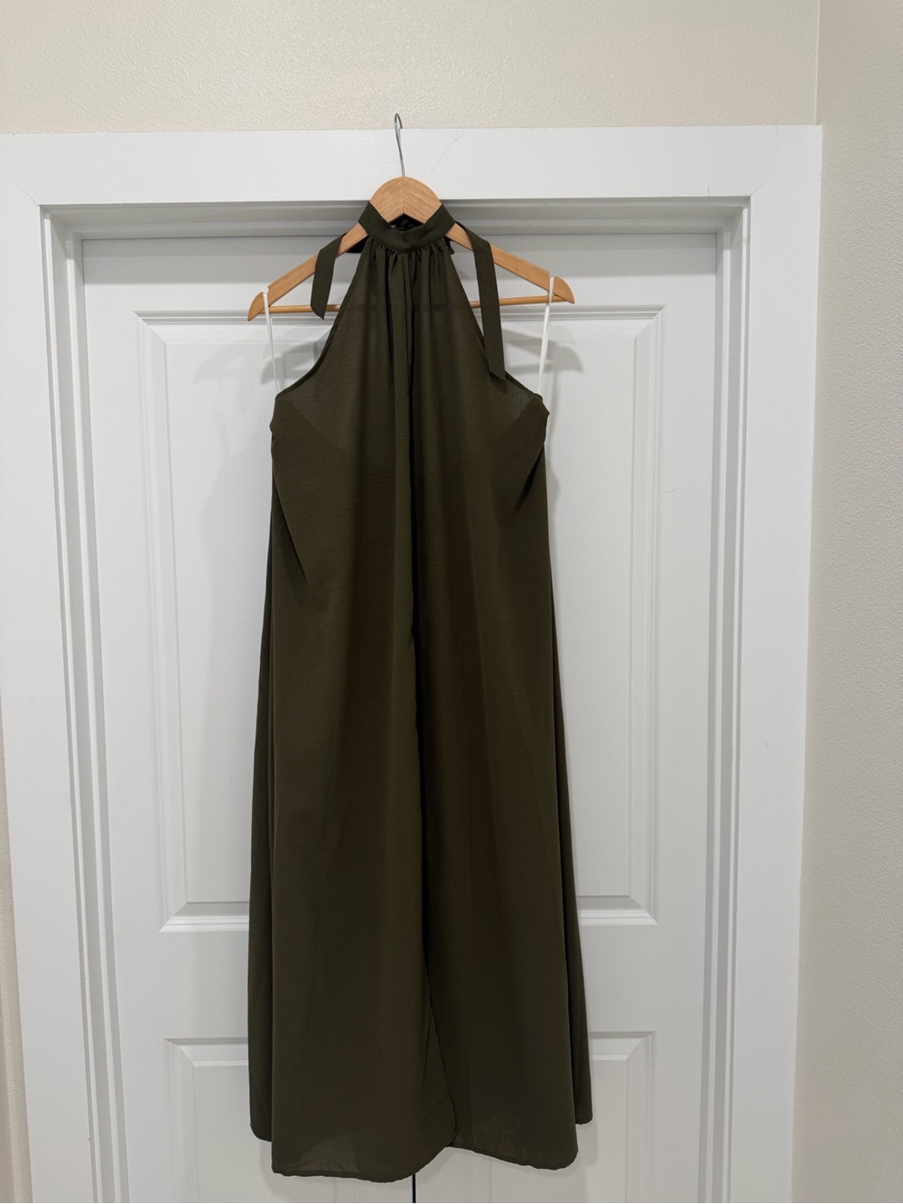 Olive Halter Maxi Dress